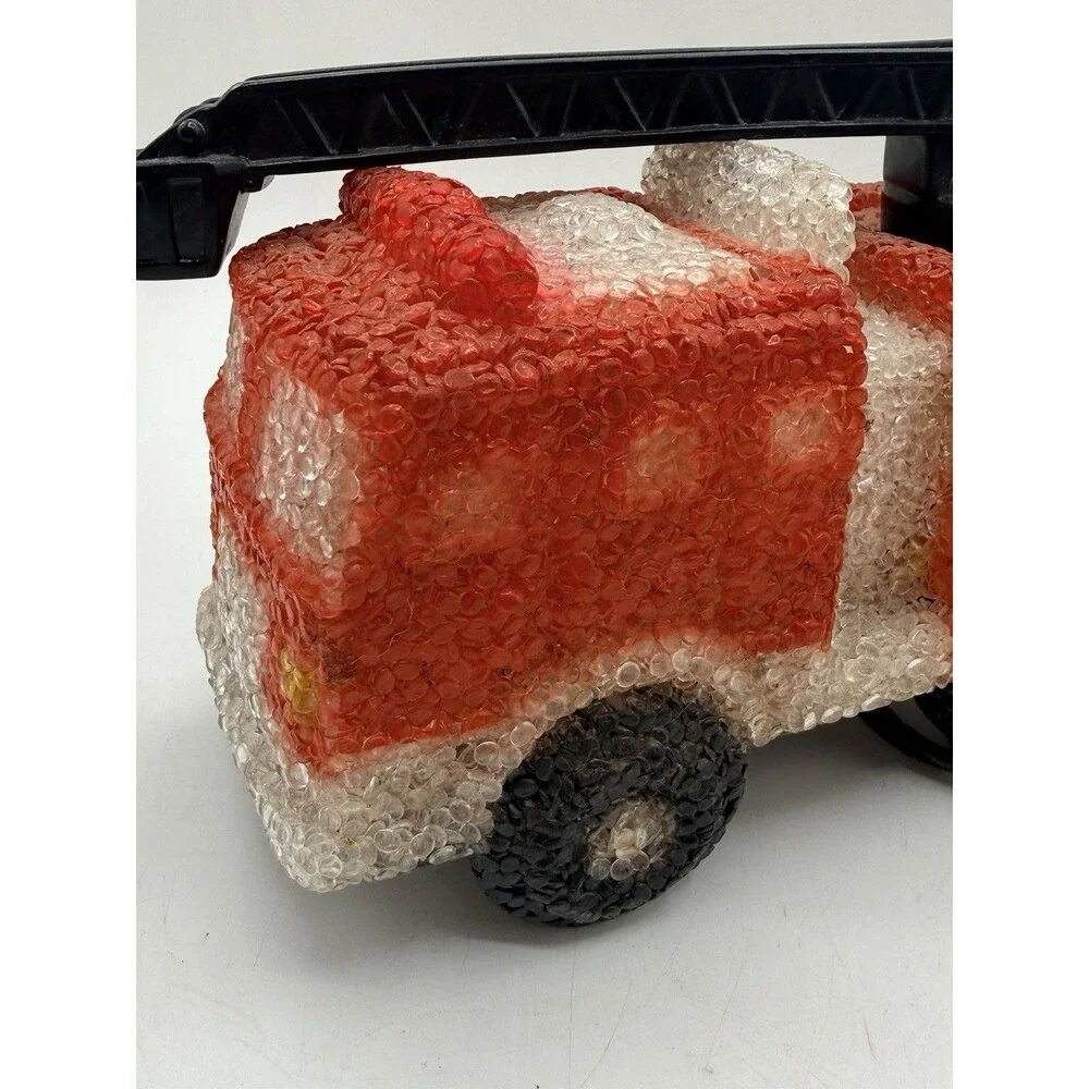 Vintage Red Ladder Fire Truck Plastic Popcorn Nightlight Table Lamp